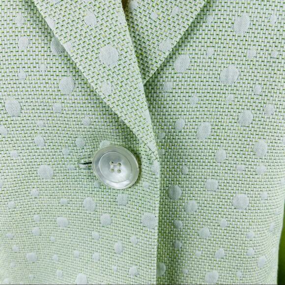 Albert Nipon green skirt suit set with dots - Picture 7 of 14
